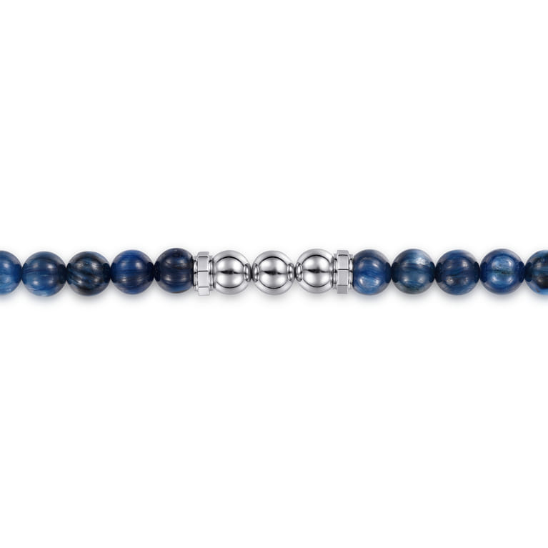 6mm 925 Sterling Silver Kyanite Beaded and Silver Ball Bracelet - Shot 2