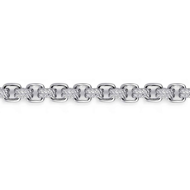 6mm 925 Sterling Silver Men's Solid Chain Bracelet - Shot 2