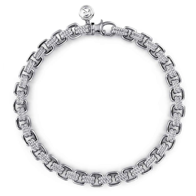 6mm 925 Sterling Silver Men's Solid Chain Bracelet - Shot 1