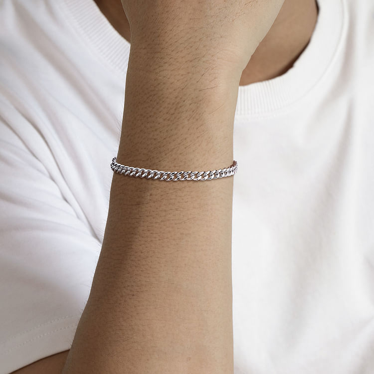 6mm 925 Sterling Silver Solid Mens Cuban Chain Bracelet