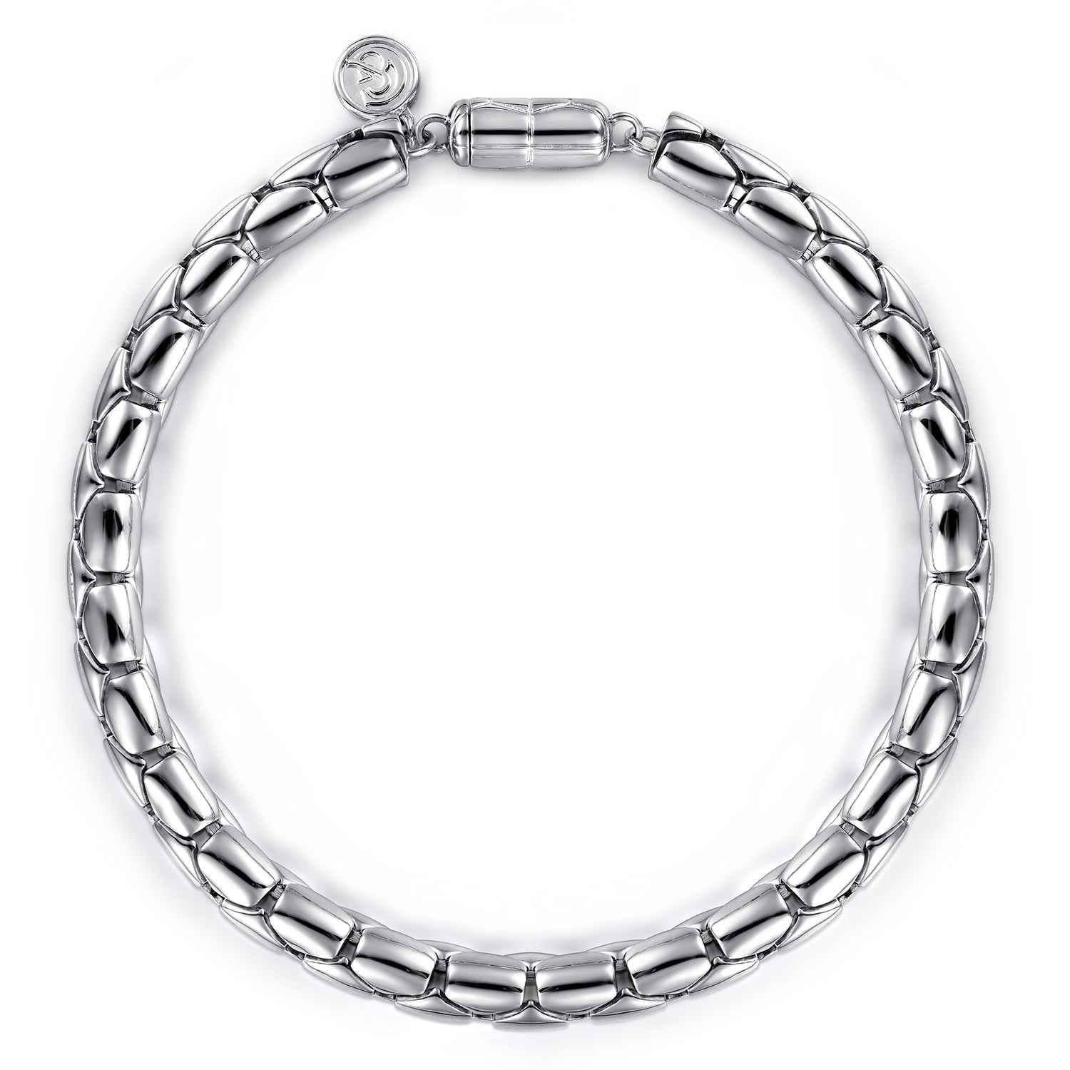 6mm 925 Sterling Silver Tubular Men's Solid Chain Bracelet - Shot 1