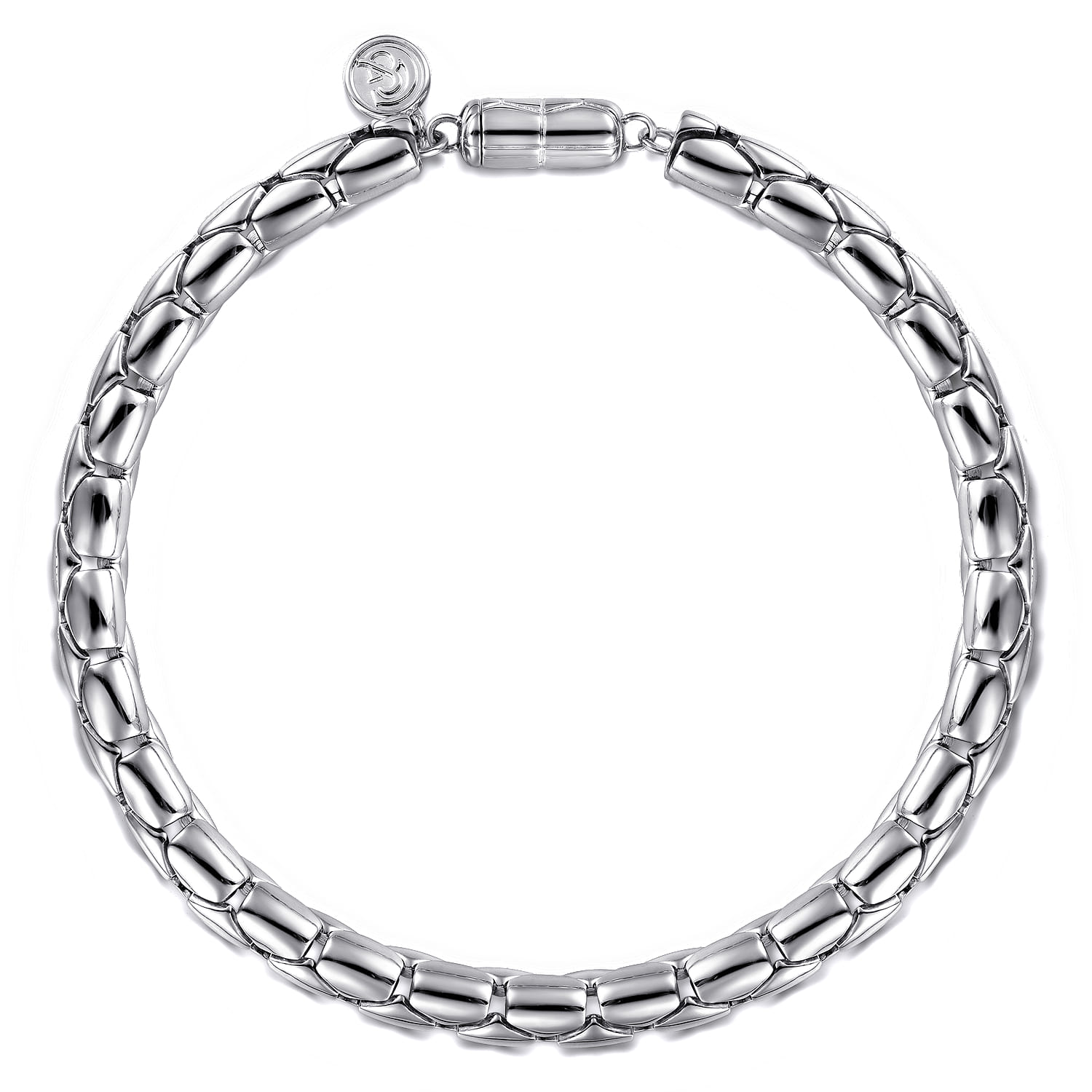 6mm 925 Sterling Silver Tubular Men's Solid Chain Bracelet - Shot 1