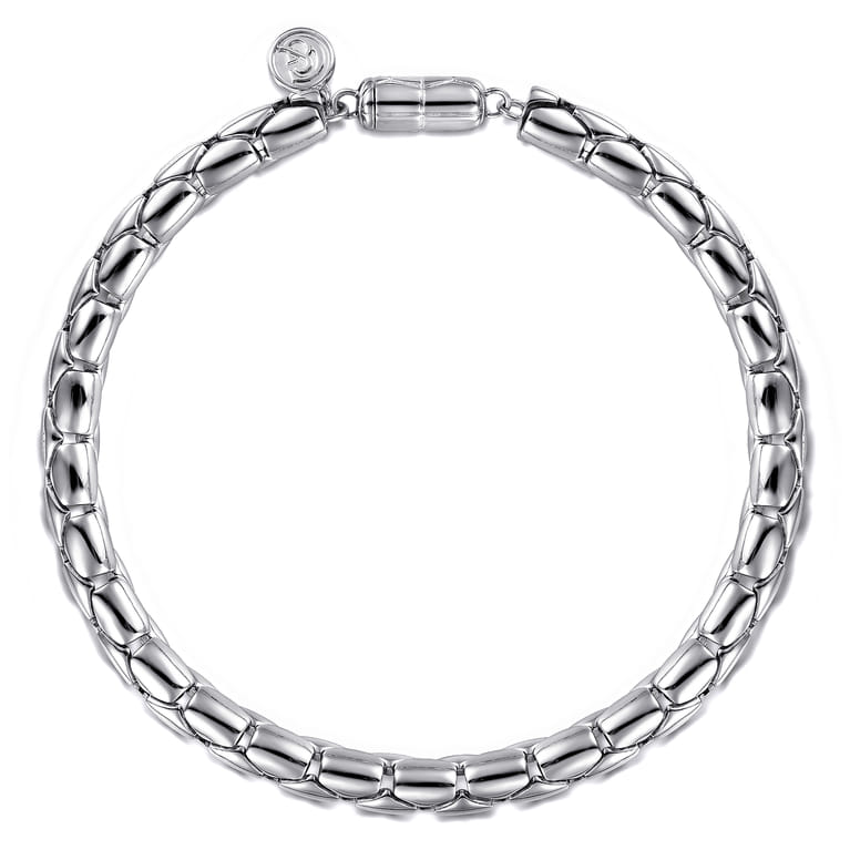 6mm 925 Sterling Silver Tubular Men's Solid Chain Bracelet - Shot 1