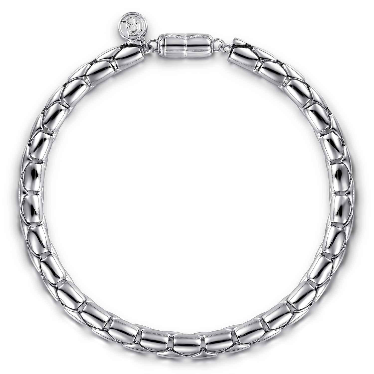 6mm 925 Sterling Silver Tubular Men's Solid Chain Bracelet - Shot 1