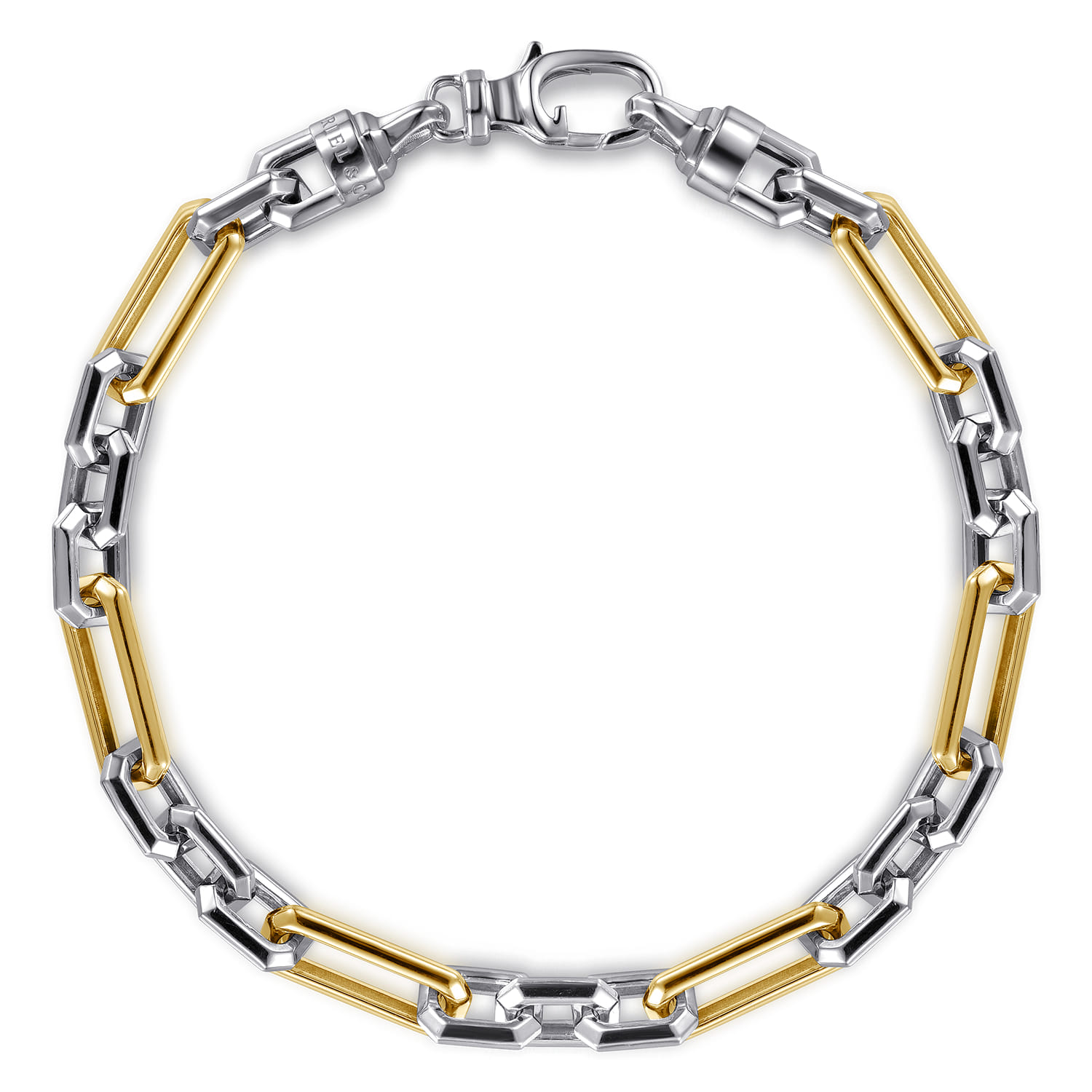 6mm 925 Sterling Silver and 14K Yellow Gold Figaro Chain Bracelet - Shot 1
