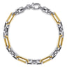 6mm 925 Sterling Silver and 14K Yellow Gold Figaro Chain Bracelet