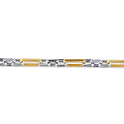 6mm 925 Sterling Silver and 14K Yellow Gold Figaro Chain Bracelet