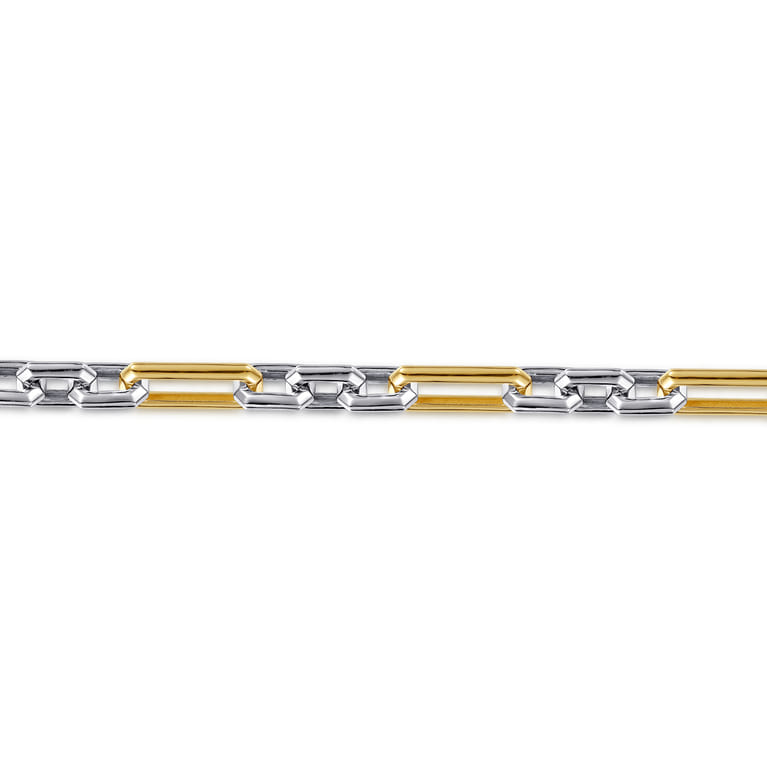 6mm 925 Sterling Silver and 14K Yellow Gold Figaro Chain Bracelet - Shot 2