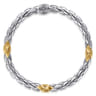 6mm 925 Sterling Silver and 14K Yellow Gold Hollow Tubular Chain Bracelet
