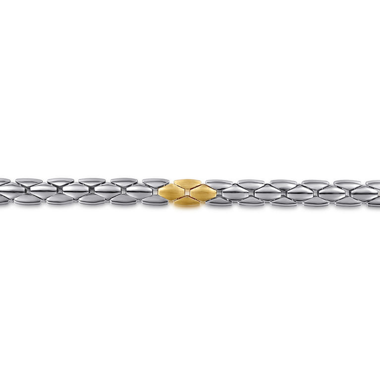 6mm 925 Sterling Silver and 14K Yellow Gold Hollow Tubular Chain Bracelet - Shot 2