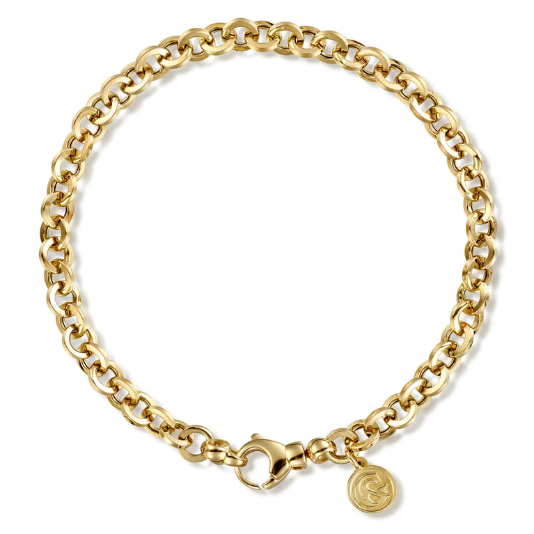 7 Inch 14K Yellow Gold Hollow Link Chain Bracelet - Shot 1