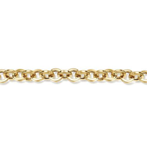 7 Inch 14K Yellow Gold Hollow Link Chain Bracelet - Shot 2
