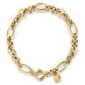 7 inch 14K Yellow Gold Hollow Figaro Link Chain Bracelet