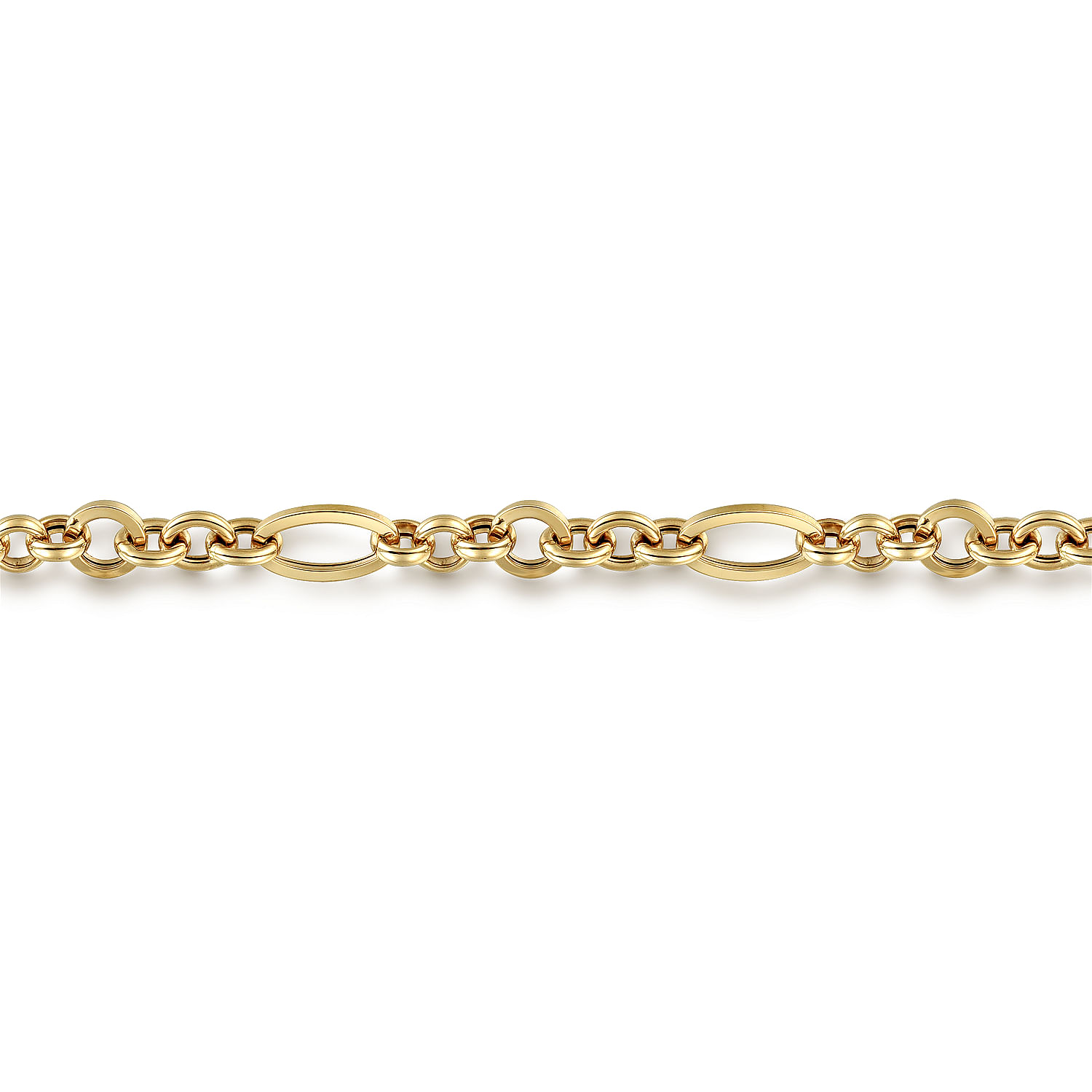 7 inch 14K Yellow Gold Hollow Figaro Link Chain Bracelet - Shot 2