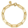 7 inch 14K Yellow Gold Hollow Paperclip Chain Bracelet