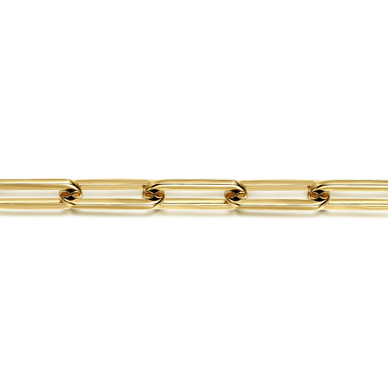 7 inch 14K Yellow Gold Hollow Paperclip Chain Bracelet - Shot 2