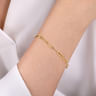 7 inch 14K Yellow Gold Hollow Paperclip Chain Bracelet