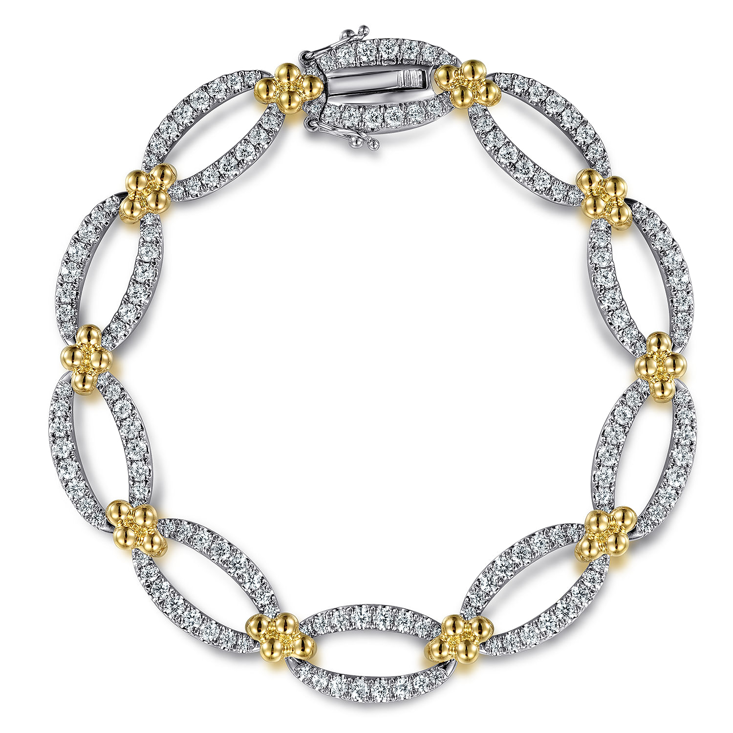 14k Yellow/white Gold Contemporary Chain Bracelet. SKU