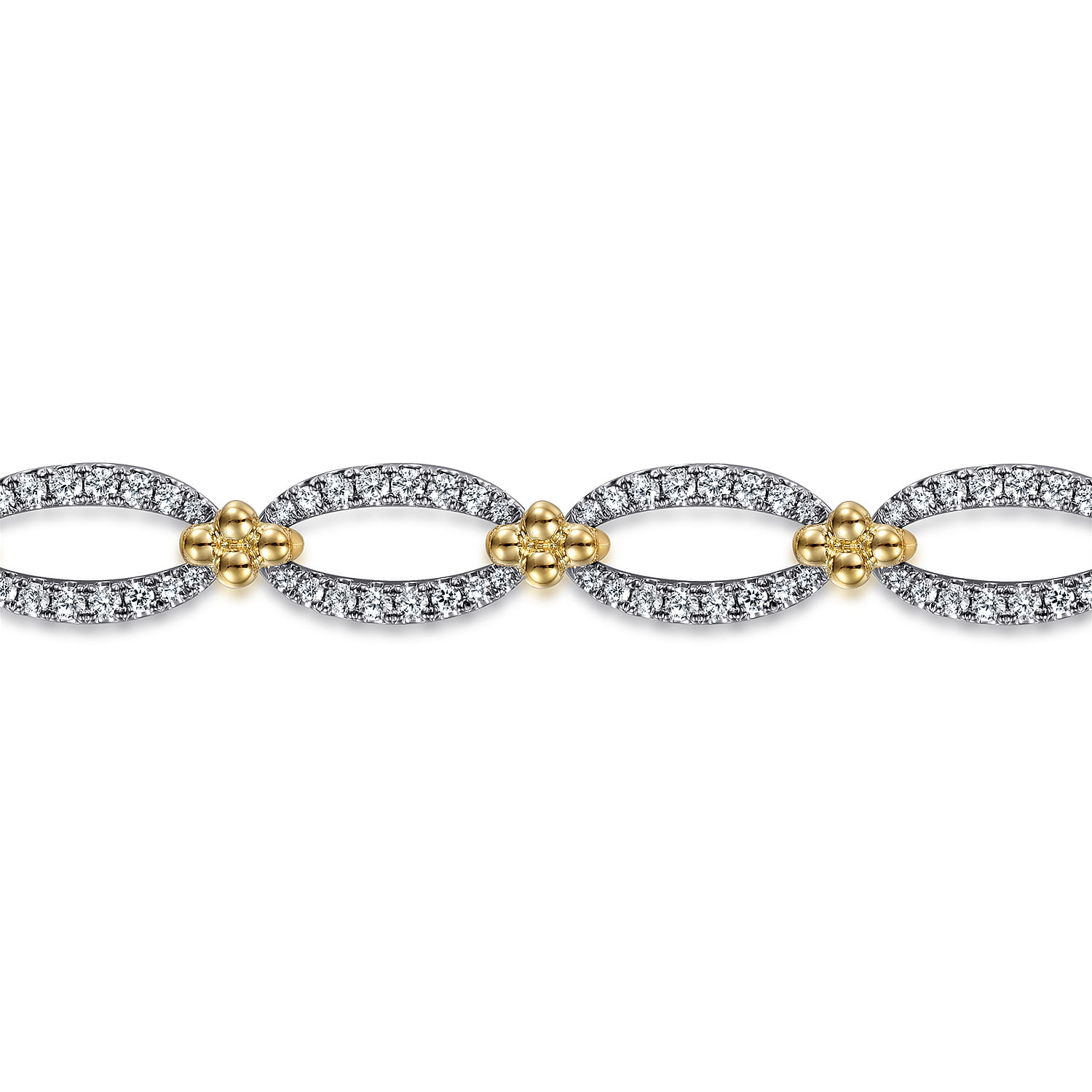 7inch 14K White-Yellow Gold Diamond Link Bracelet - 3.62 ct - Shot 2