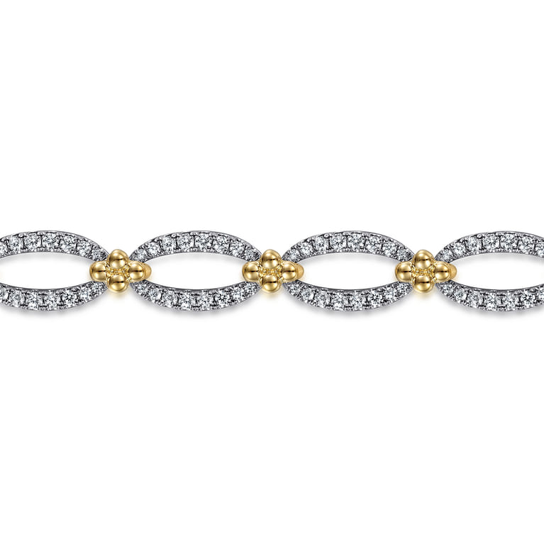 7inch 14K White-Yellow Gold Diamond Link Bracelet - 3.62 ct - Shot 2
