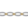 7inch 14K White-Yellow Gold Diamond Link Bracelet - 3.62 ct