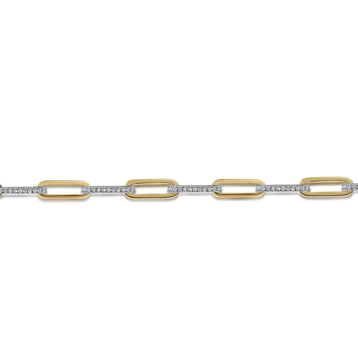 7inch 14K White-Yellow Gold Diamond Link Bracelet