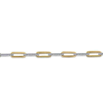 7inch 14K White-Yellow Gold Diamond Link Bracelet