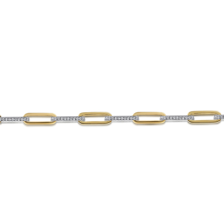7inch 14K White-Yellow Gold Diamond Link Bracelet - 1.05 ct - Shot 2