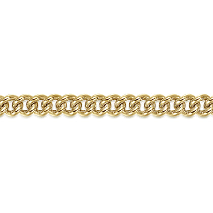 7mm 14K Yellow Gold Men's Solid Cuban Link Chain Bracelet