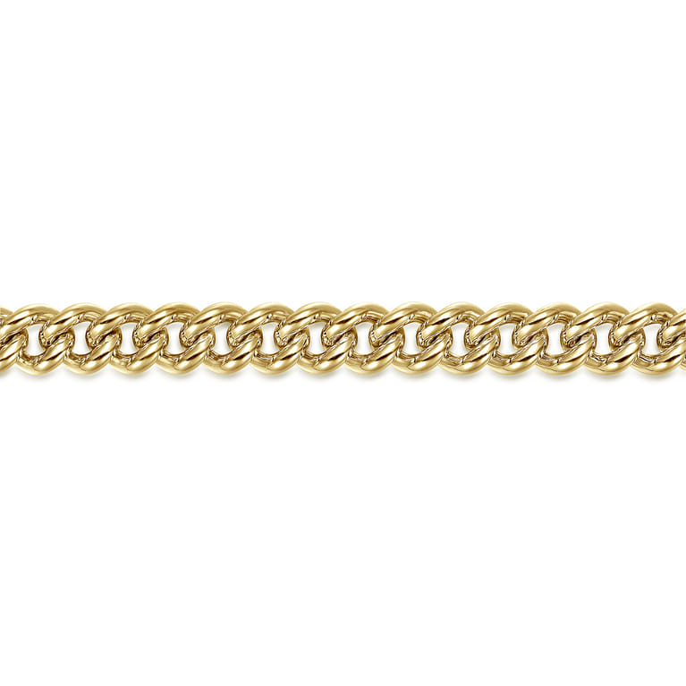 7mm 14K Yellow Gold Men's Solid Cuban Link Chain Bracelet - Shot 2