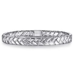 7mm 925 Sterling Silver Men's Solid Chain Bracelet Herringbone