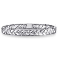 7mm 925 Sterling Silver Men's Solid Chain Bracelet Herringbone