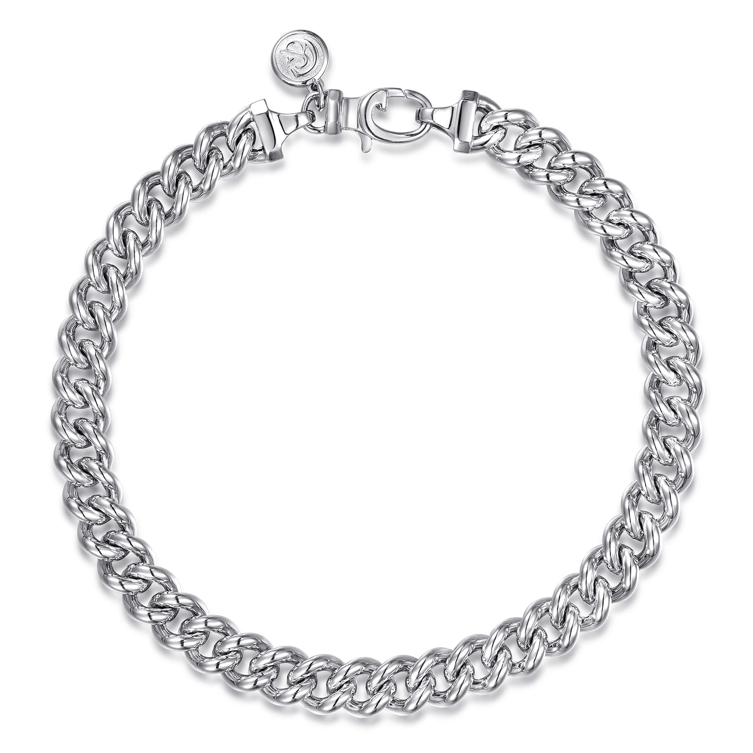 7mm 925 Sterling Silver Men's Solid Cuban Link Chain Bracelet - Shot 1