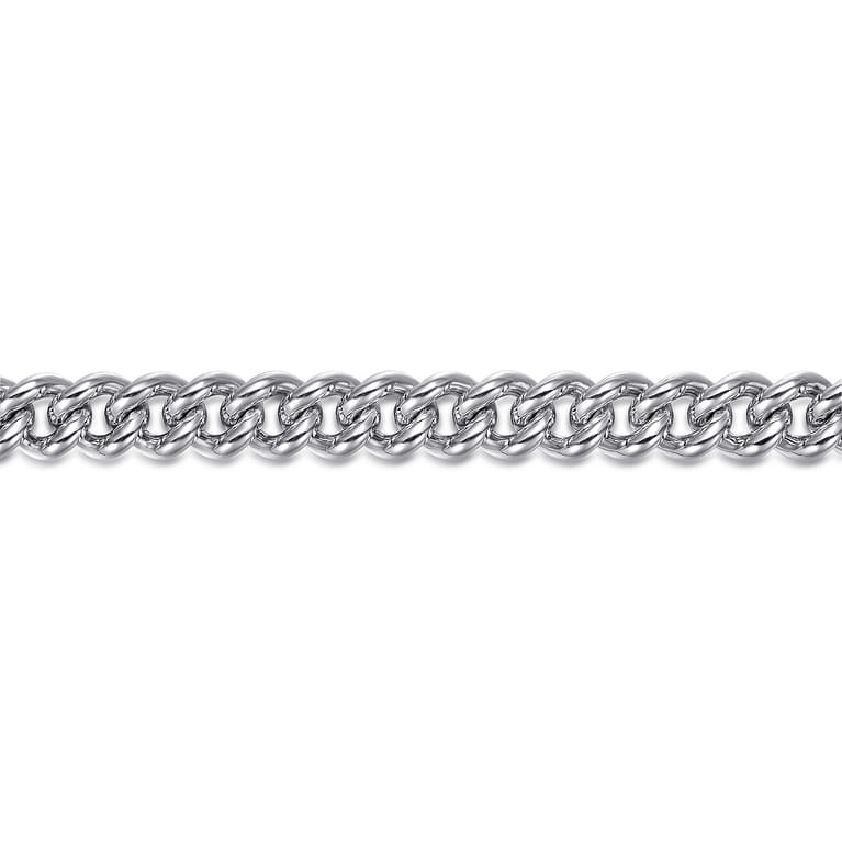 7mm 925 Sterling Silver Men's Solid Cuban Link Chain Bracelet - Shot 2