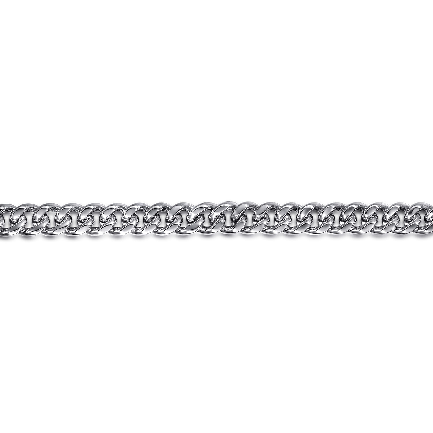7mm 925 Sterling Silver Men's Solid Cuban Link Chain with Diamond Cut Bracelet - Shot 2