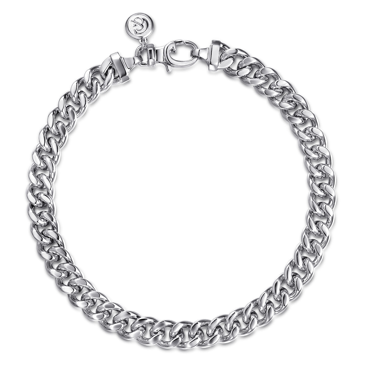 7mm 925 Sterling Silver Men's Solid Cuban Link Chain with Diamond Cut Bracelet - Shot 1