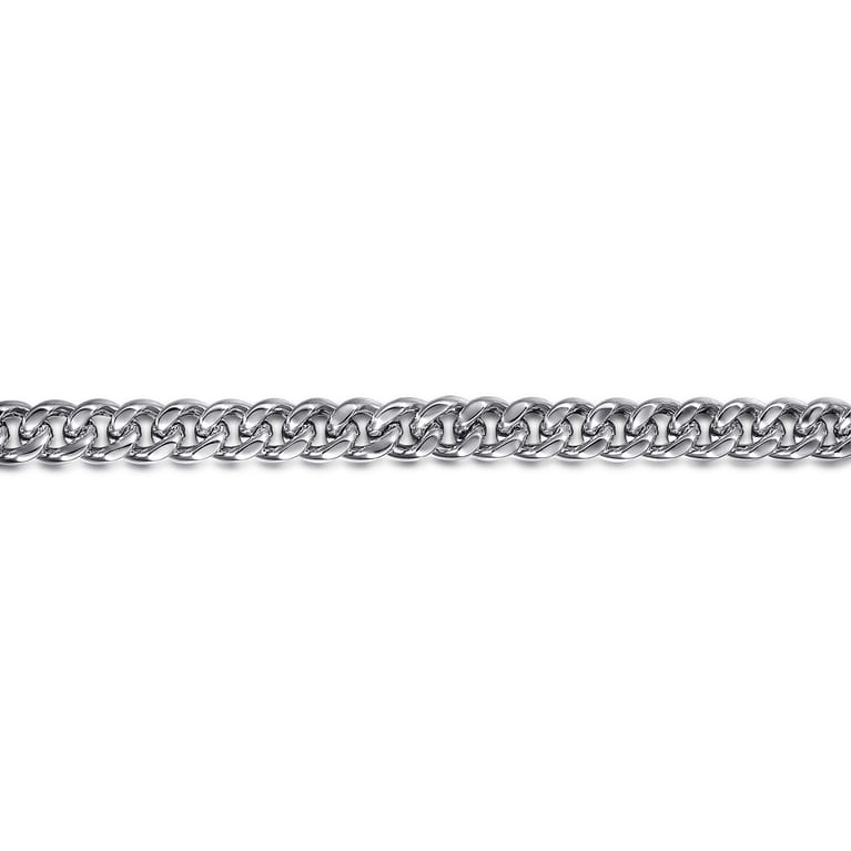 7mm 925 Sterling Silver Men's Solid Cuban Link Chain with Diamond Cut Bracelet - Shot 2