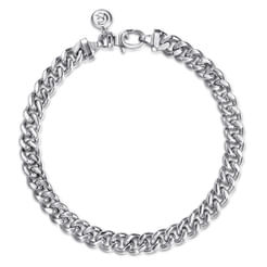 7mm 925 Sterling Silver Solid Mens Cuban Link Chain with Diamond Cut Bracelet