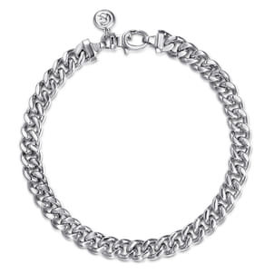 7mm 925 Sterling Silver Solid Mens Cuban Link Chain with Diamond Cut Bracelet