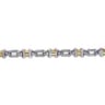 7mm 925 Sterling Silver and 14K Yellow Gold Men's Solid Chain Bracelet Cylinder Spacer