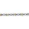 7mm 925 Sterling Silver and 14K Yellow Gold Men's Solid Chain Bracelet Cylinder Spacer