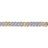 7mm 925 Sterling Silver and 14K Yellow Gold Men's Solid Cuban Link Chain with Diamond Cut Bracelet
