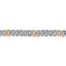 7mm 925 Sterling Silver and 14K Yellow Gold Men's Solid Cuban Link Chain with Diamond Cut Bracelet