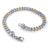7mm 925 Sterling Silver and 14K Yellow Gold Men's Solid Cuban Link Chain with Diamond Cut Bracelet