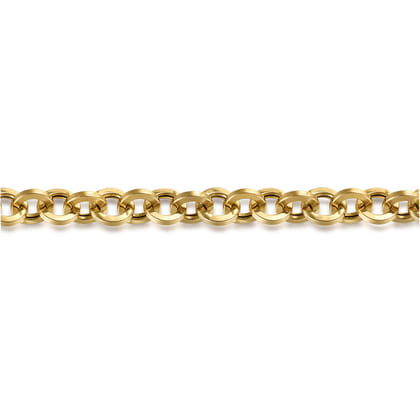 8 Inch 14K Yellow Gold Hollow Link Chain Bracelet