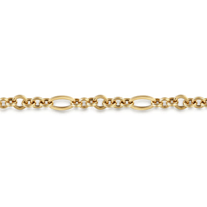 8 inch 14K Yellow Gold Hollow Figaro Link Chain Bracelet