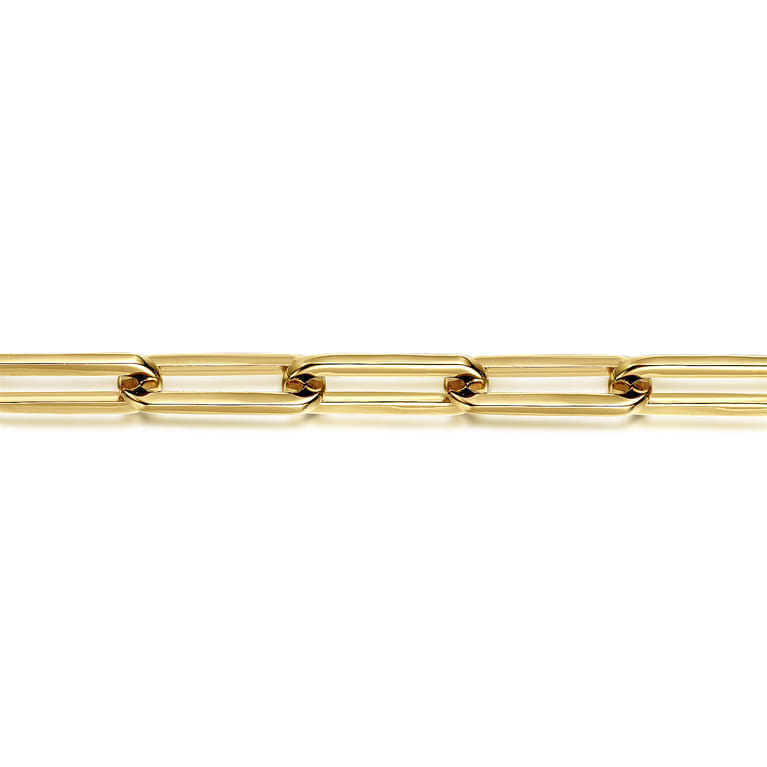 8 inch 14K Yellow Gold Hollow Paperclip Chain Bracelet - Shot 2
