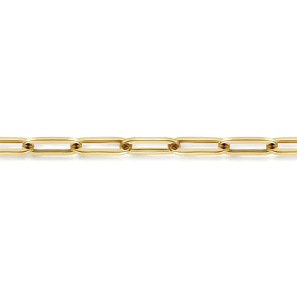 8 inch 14K Yellow Gold Hollow Paperclip Chain Bracelet