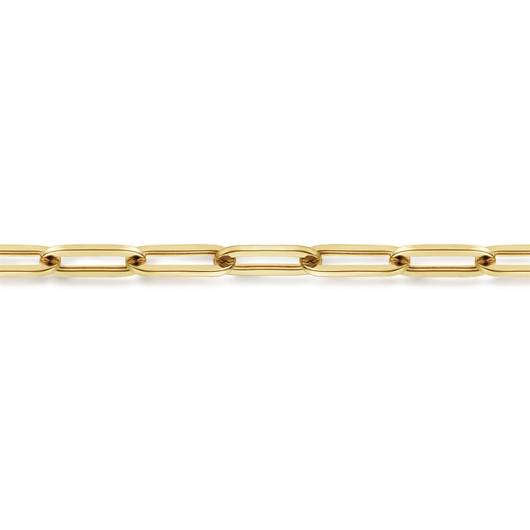 8 inch 14K Yellow Gold Hollow Paperclip Chain Bracelet - Shot 2
