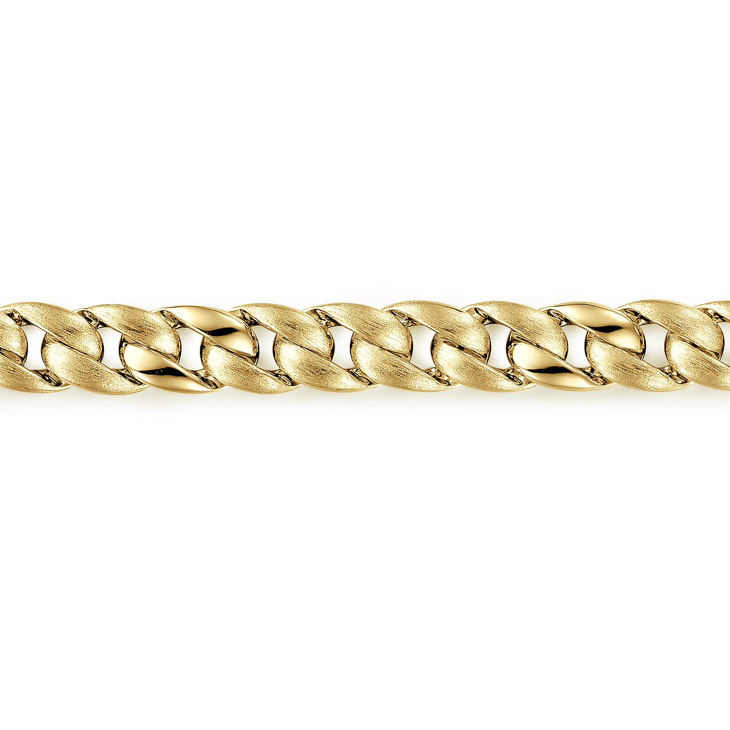 8mm 14K Yellow Gold Men's Solid Flat Heavy Link Chain Bracelet - Shot 2